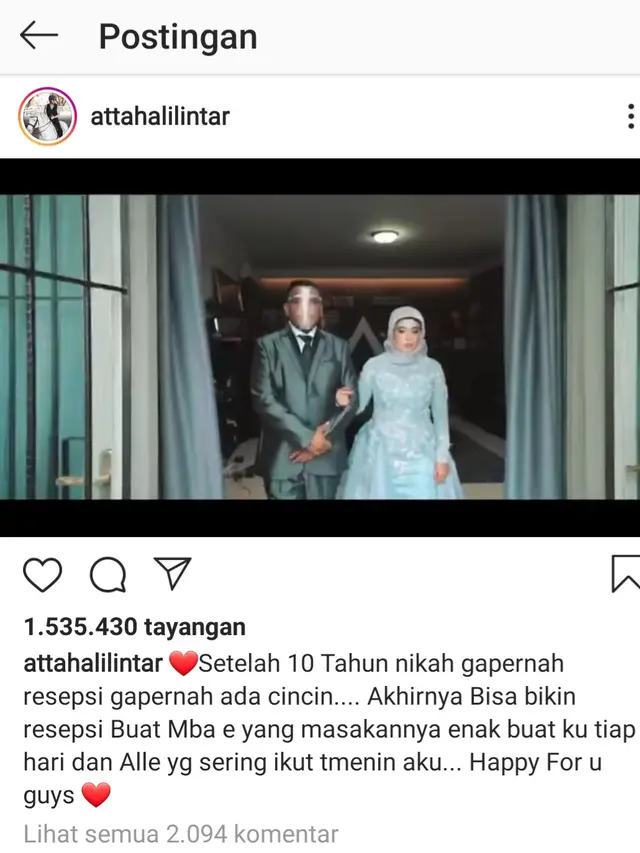 Unggahan Atta Halilintar. (Foto: Instagram @attahalilintar)