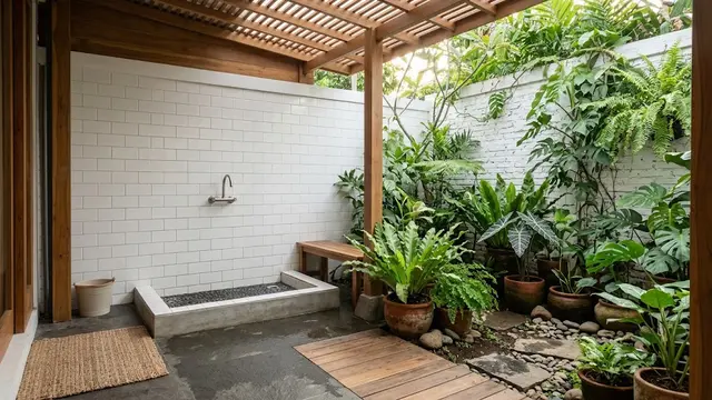 Tempat Wudhu dengan Taman Kecil di Sampingnya
