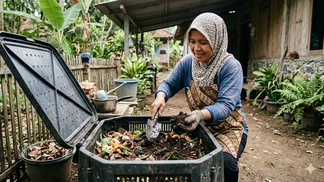 Cara Mengolah Sampah Dapur Jadi Pupuk Tanpa Bau (Foto: Gemini AI)