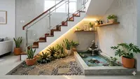 9 Model Taman Kering dan Kolam Ikan Sudut Dalam Rumah yang Mudah Dirawat