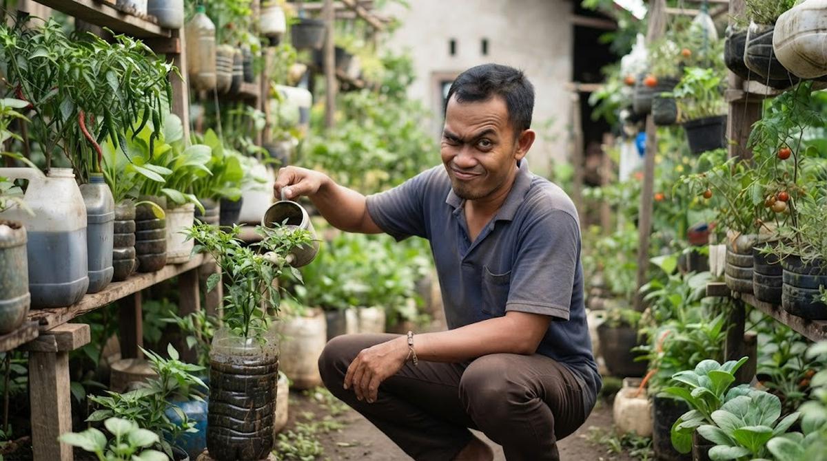 Menanam Cabai di Botol Plastik