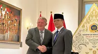 Pertemuan bilateral antara enteri Luar Negeri RI Sugiono dan Menteri Luar Negeri Denmark, H.E. Lars Løkke Rasmussen di Kemlu RI, Selasa (22/4/2025). (Liputan6.com/Benedikta Miranti)