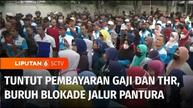 Ratusan karyawan pabrik tekstil di Pekalongan, Jawa Tengah, memblokade jalur pantura, Rabu sore. Massa menuntut perusahaan segera membayarkan gaji selama 3 bulan terakhir dan tunjangan hari raya.