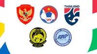 Piala AFF 2024 - Ilustrasi Logo Timnas Indonesia, Vietnam, Thailand, Malaysia dan Singapura (Bola.com/Adreanus Titus)