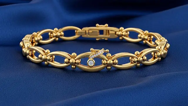 Gelang Kombinasi Rantai Oval dan Bola dengan Liontin Berlian