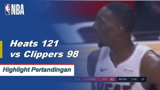 Dwyane Wade mencetak 25 poin dari bangku cadangan dan Justise Winslow menambah 21 poin saat Heat menjebol gawang kemenangan sembilan rumah Clipper dengan mengalahkan mereka, 121-98.