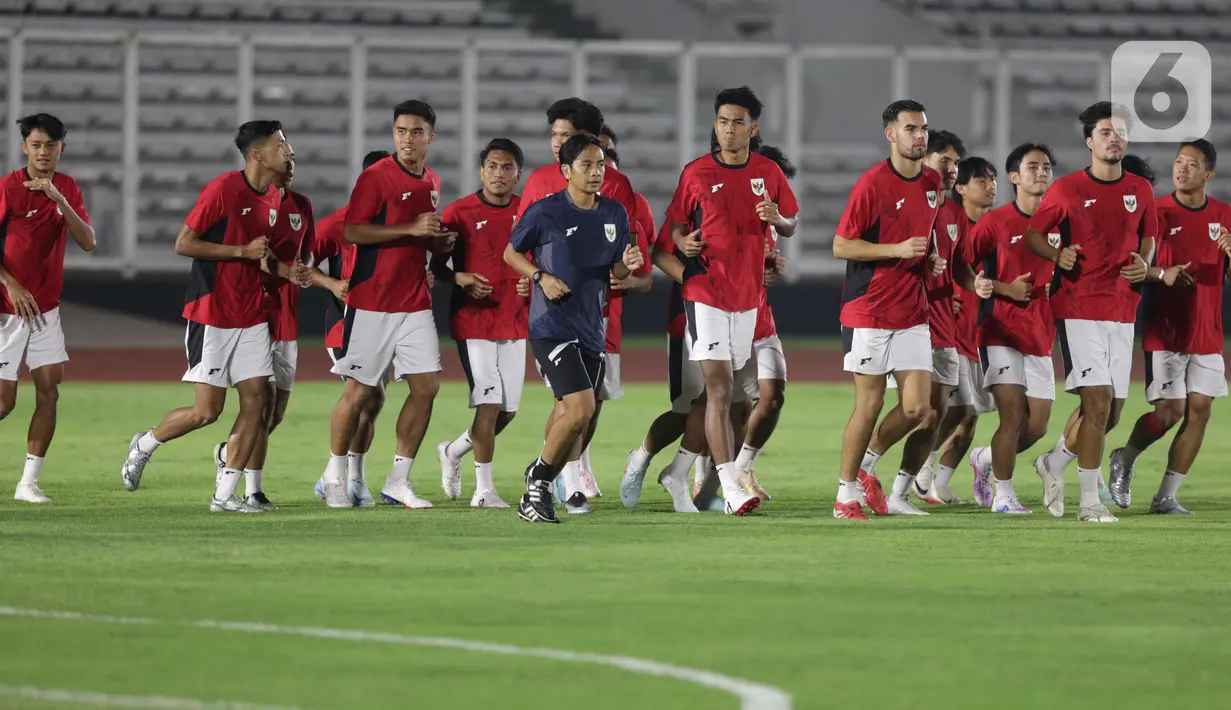 Timnas Indonesia U-23 kembali menggelar sesi latihan resmi di ajang Piala AFF U-23 2025. (Liputan6.com/Helmi Fithriansyah)