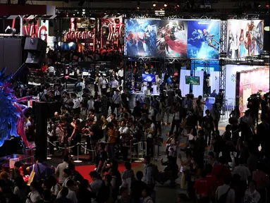 Suasana pameran Tokyo Game Show 2019 di Makuhari, Prefektur Chiba (12/9/2019). Tokyo Game Show 2019 digelar selama empat hari mulai 12-15 September 2019. (AFP Photo/Charly Triballeau)