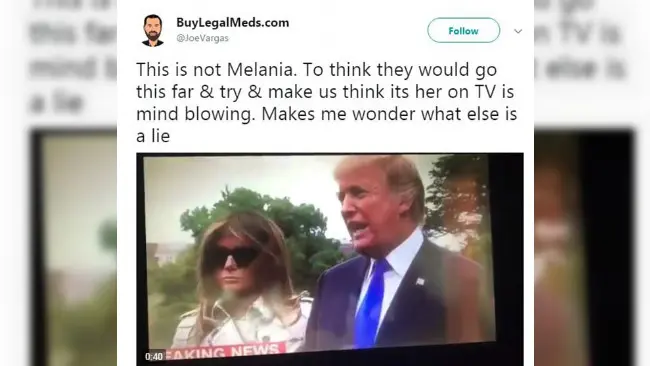 Postingan Melania Trump body double @JoeWagner (Twitter/@JoeWagner)