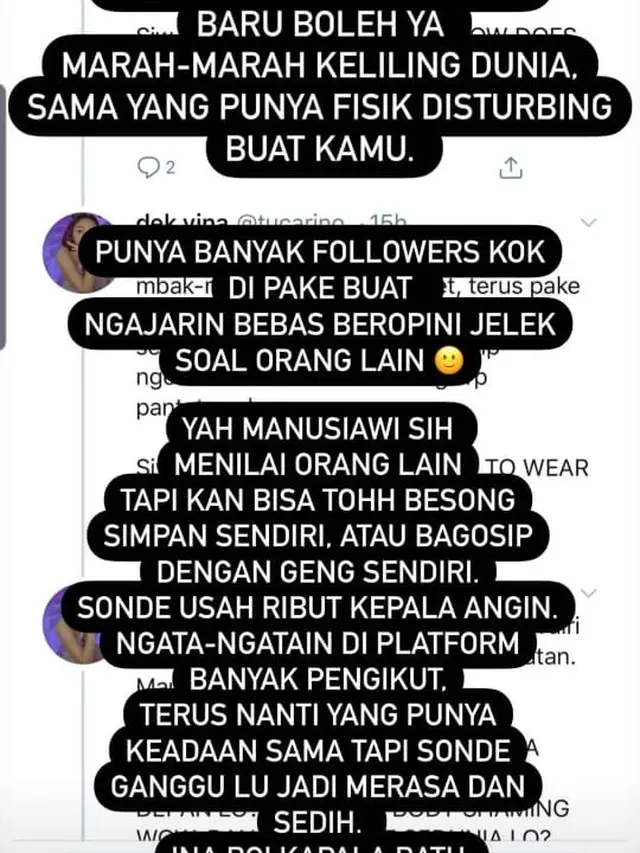 Komentar Marion Jola mengenai cuitan Revina VT (Instagram Stories)