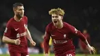 Gelandang Liverpool Harvey Elliott (kanan) bersama James Milner berselebrasi setelah mencetak gol pembuka ke gawang  Wolverhampton Wanderers dalam partai replay putaran ketiga Piala FA 2022/2023 di Molineux Stadium, Rabu dini hari WIB (18/1/2023). Liverpool akhirnya mampu mengatasi perlawanan Wolverhampton. (AP Photo/Rui Vieira)