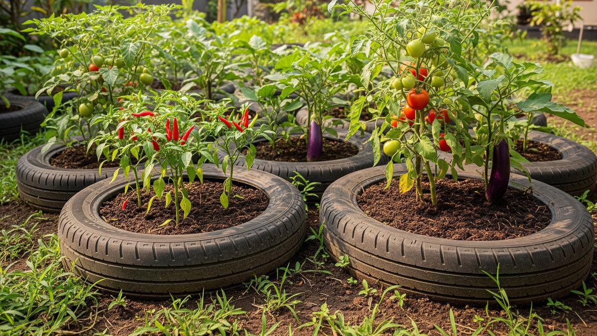 7 Desain Kebun Sayur Pakai Ban Motor Bekas di Pekarangan Rumah yang Praktis dan Estetis
