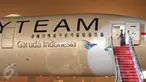 Kondisi pesawat Boeing B777-300ER sesaat setelah mendarat di Bandara Soekarno Hatta, Tangerang, Banten, Kamis (29/10). Pesawat Garuda Indonesia dengan livery Skyteam ini merupakan yang ke-9 yang diterima Garuda sejak tahun 2013 (Liputan6.com/Angga Yuniar)