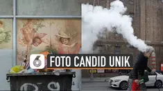 Anthimos mendapatkan momen yang pas untuk menggabungkan objek hidup dengan objek lain di sekitar. Ia menggunakan teknik candid dengan menggabungkan dua objek.