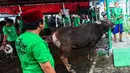 Umat muslim merayakan Idul Adha 1445 Hijriah dengan melakukan pemotongan hewan kurban. (Liputan6.com/Angga Yuniar)