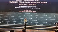 Presiden Joko Widodo atau Jokowi dalam Pelantikan Pengurus BPP Hipmi, di Grand Ballroom Kempinski, Jakarta, Senin (20/2/2023).