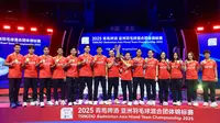 Tim bulutangkis Indonesia berhasil menjuarai Badminton Asia Mixed Team Championship 2025 setelah mengalahkan China pada final dengan skor 3-1. (Bola.com/Dok. PBSI)