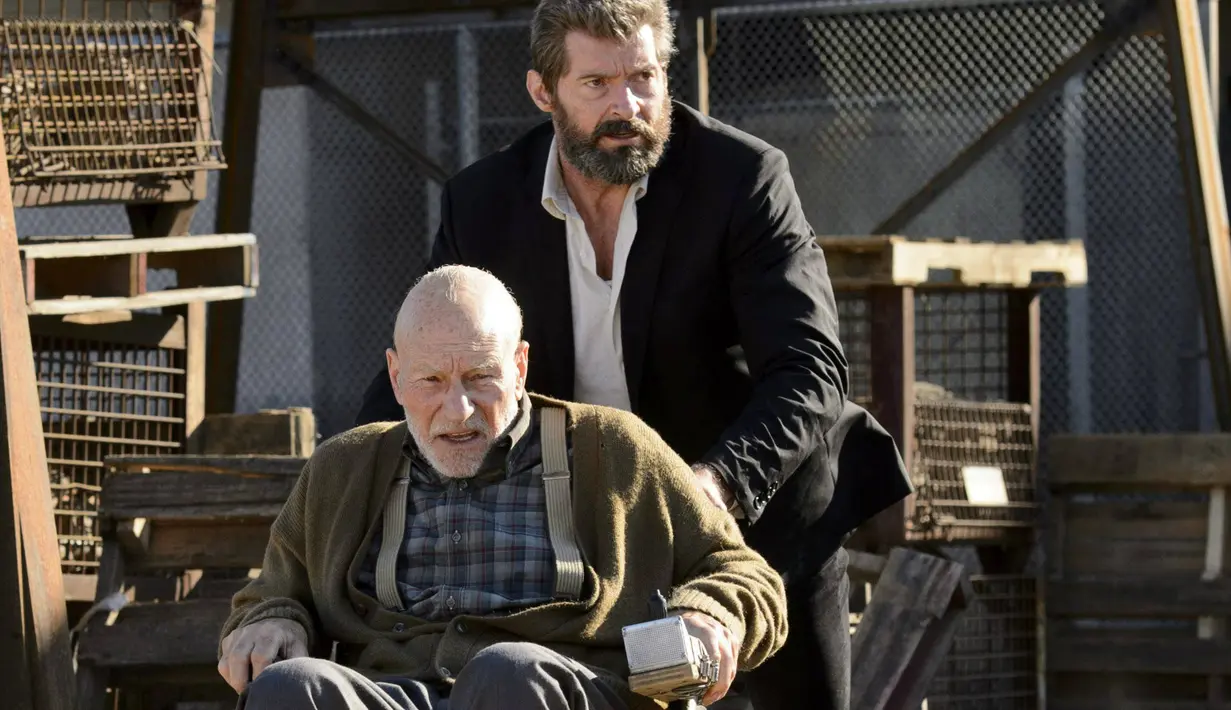 Patrick Stewart dan Hugh Jackman dalam Logan, film ketiga Wolverine di franchise X-Men. (Screen Rant)