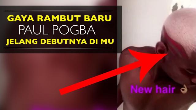 Video Paul Pogba memamerkan gaya rambutnya jelang pertandingan pertamanya di Manchester United untuk musim 2016-2017.