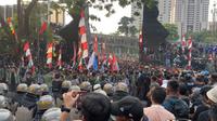 Situasi Demonstrasi di Polda Metro Jaya (Nanda Perdana Putra/Liputan6.com)