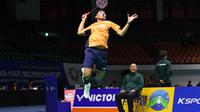 Tunggal putra Indonesia Moh. Zaki Ubaidillah alias Ubed lolos ke perempat final Korea Masters 2025 setelah menyingkirkan Viren Nettasinghe dari Sri Lanka di Wonkwang University Cultural and Sports Center, Kamis (6/11). (foto: PBSI)