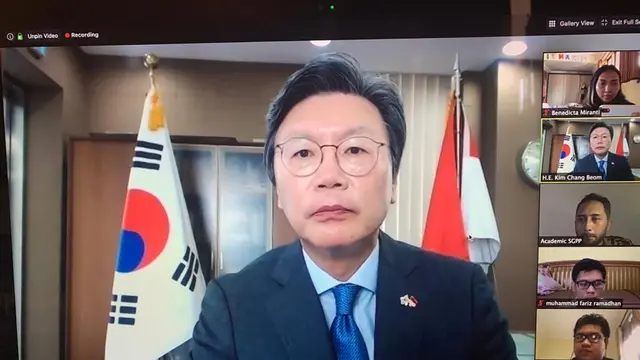 Public lecture oleh Duta Besar Republik Korea Selatan untuk Indonesia, Kim Chang-Beom mengenai pandemi Corona COVID-19.