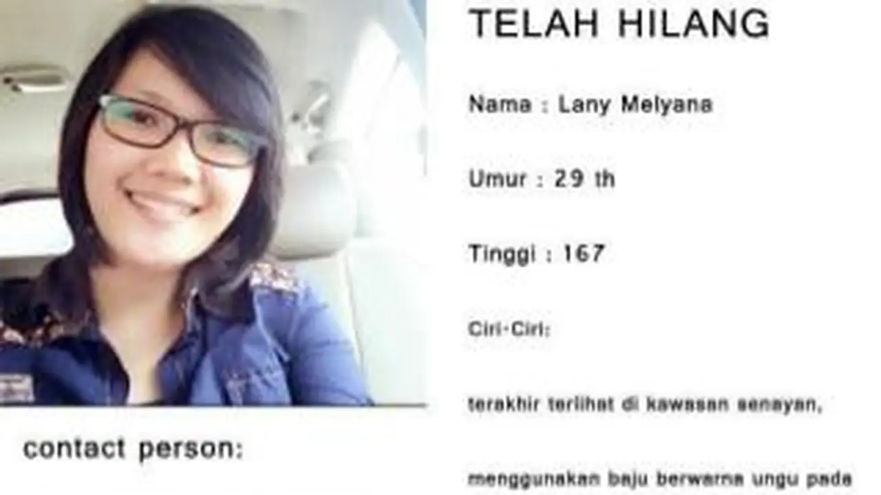 Dicari, Lany Melyana Hilang Sejak Kamis 23 Juli
