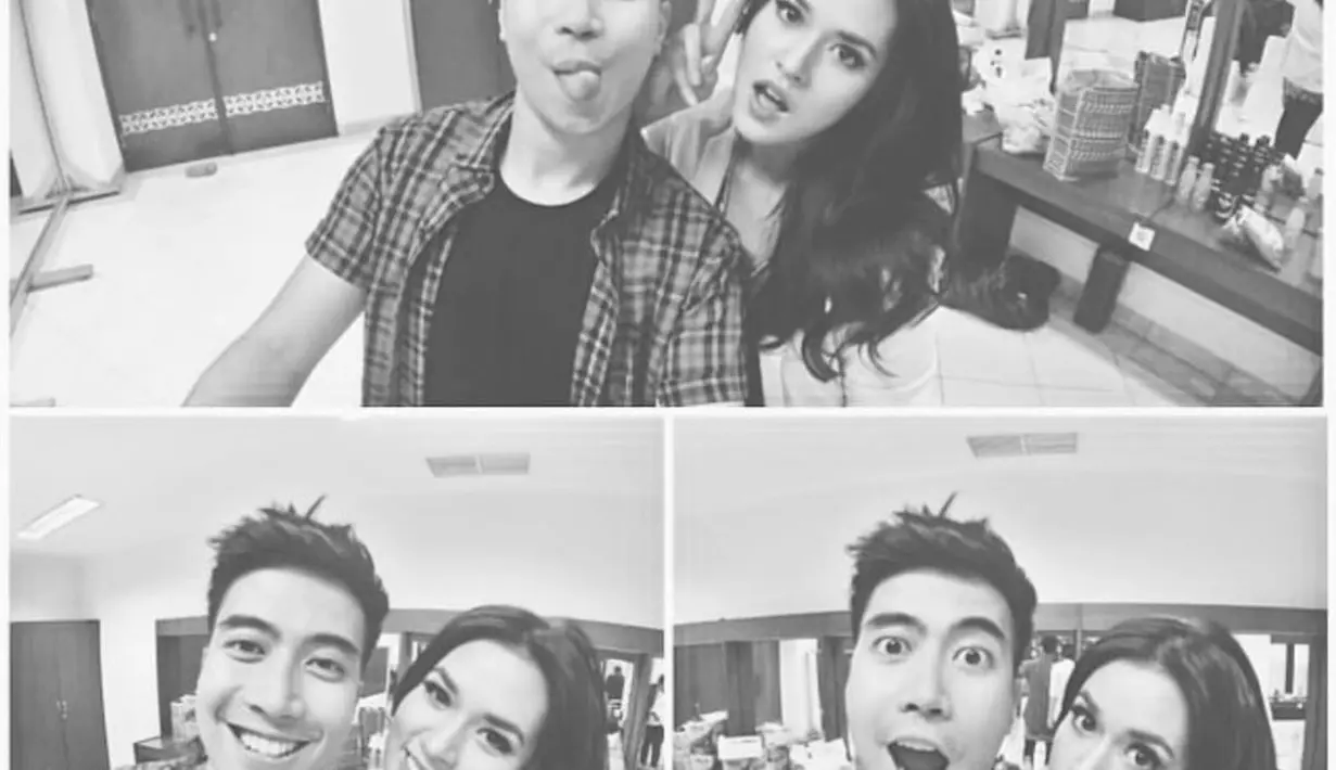 Raisa mengunggah potret hitam putih bersama Vidi Aldiano yang mengenakan kemeja kotak-kotak dipadukan inner putih. [@raisa6690]