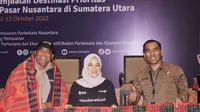 Direktur Pemasaran Pariwisata Nusantara Kemenparekraf, Dwi Marhen Yono (kanan) dan Chief Operating Officer Mister Aladin, Nitha Sudewo (tengah) dalam acara Misi Penjualan Destinasi Prioritas di Medan, Sumut, Rabu (12/10/2022). (Ist)