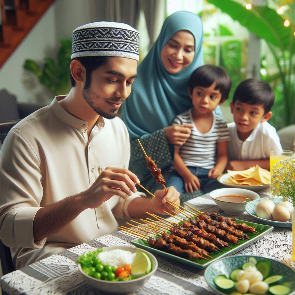 Ilustrasi Makan Sate Kambing