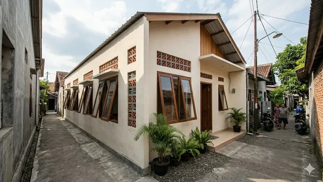 Rumah Kecil 1 Lantai Ventilasi Silang untuk Lahan Sempit (Foto: Gemini AI)