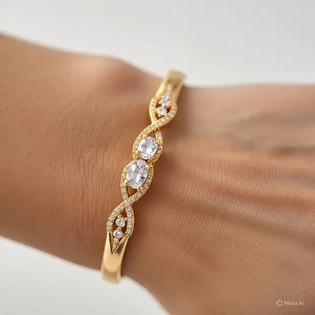 Model Gelang Emas 4 Gram Kombinasi Batu Permata