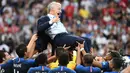 Didier Deschamps - Pelatih Timnas Prancis ini menjadi orang ketiga yang pernah merasakan gelar juara Piala Dunia baik saat berstatus sebagai pelatih dan pemain. (AFP/Franck Fife)