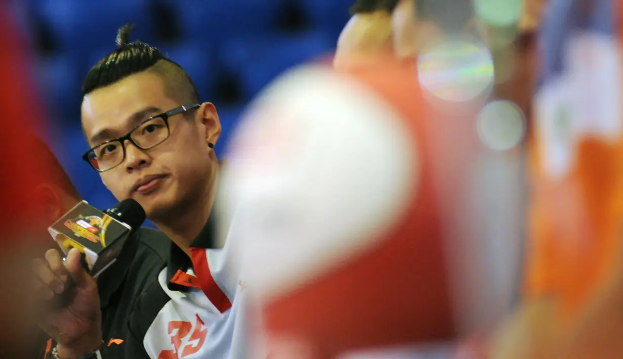 Pebasket M88 Aspac Jakarta, Kristian Liem hadir dalam sesi jumpa pers jelang bergulirnya IndiHome National Basketball League (NBL) Championship Series 2015 di Jakarta, Jumat (1/5/2015). (Liputan6.com/Helmi Fithriansyah)