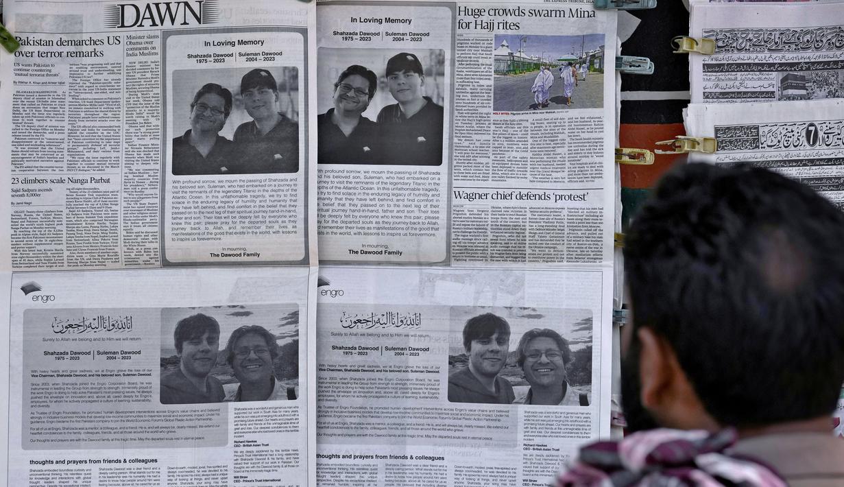 Penjaga Pantai Amerika Serikat (AS) pada Minggu (25/6/2023) mengumumkan pihaknya akan memimpin penyelidikan atas hilangnya kapal selam wisata Titanic untuk menentukan penyebab ledakan. (AP Photo/Anjum Naveed)