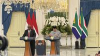 Presiden Prabowo Subianto dan Presiden Afrika Selatan Cyril Ramaphosa. (Liputan6.com/Lizsa Egeham)