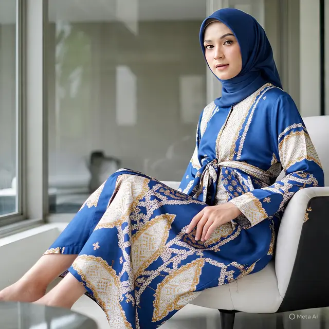 Ilustrasi gamis rayon motif (Created by Meta AI)