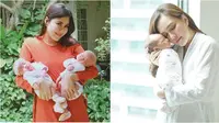 Syahnaz Sadiqah dan Shandy Aulia menggendong bayi pertamanya (Sumber: Instagram/syahnazs/shandyaulia)