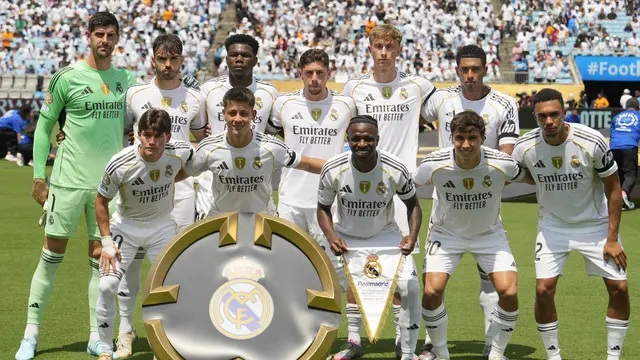 Starting XI skuad Real Madrid saat melawan Pachuca di Piala Dunia Antarklub 2025, Senin (23/06/2025). (AP Photo/Chris Carlson)