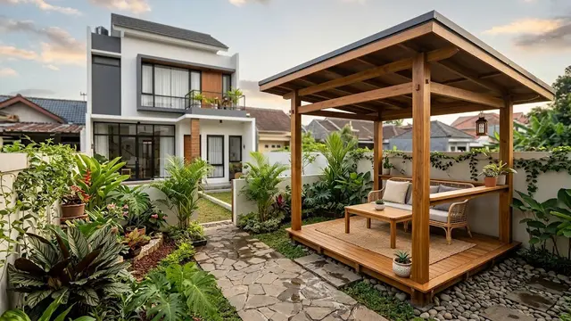7 Model Gazebo Minimalis Terbaru 2026, Estetik dan Hemat Biaya untuk Lahan Sempit