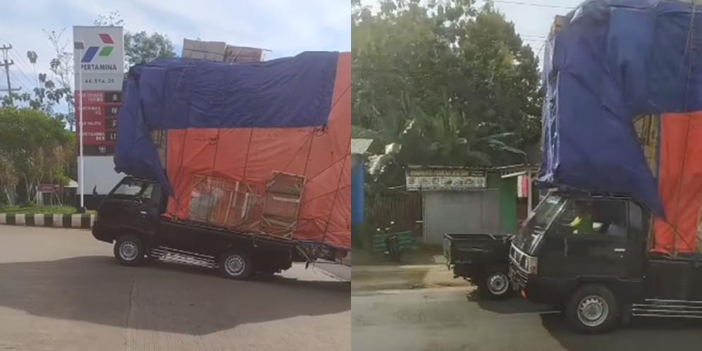 Mobil pikap angkut muatan berlebih (Instagram/@terangmedia)
