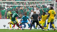 Julian Quinones berhasil mencatatkan namanya sebagai pencetak gol pertama di Piala Dunia 2026 setelah sukses membobol gawang Afrika Selatan pada menit kesembilan. (AP Photo/Natacha Pisarenko)
