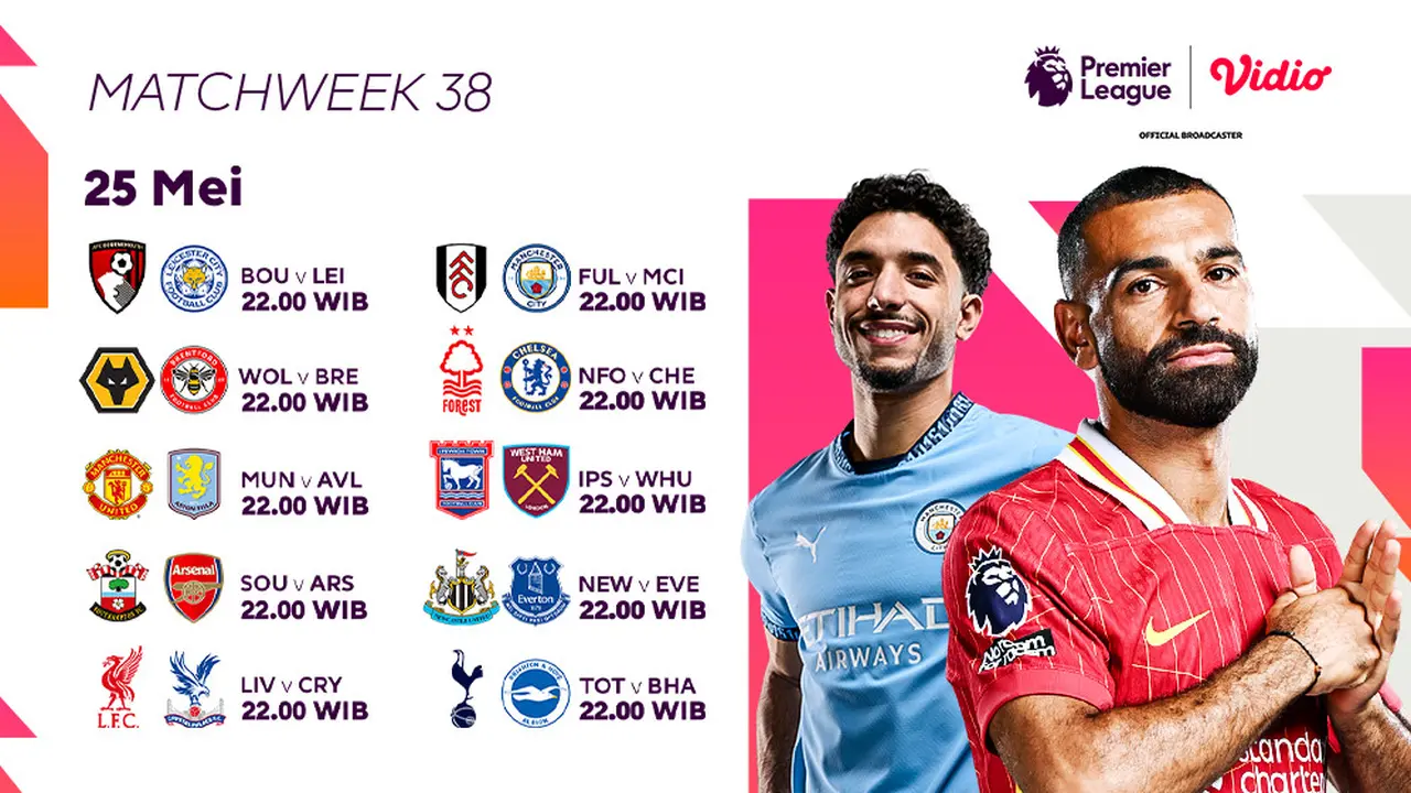 Jadwal dan Link Siaran Langsung Liga Inggris 2024/25 Saksikan di Vidio Akhir Pekan Ini