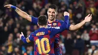 5. Luis Suarez - Suarez dan Messi memiliki koneksi yang apik pada lini serang Barcelona. Kedua pemain sempurna untuk satu sama lain, mereka finisher yang mumpuni, punya dribel hebat, dan senang saling menciptakan peluang untuk rekannya.(AFP/Josep Lago)