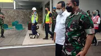Menteri Perhubungan (Menhub) Budi Karya Sumadi melakukan uji coba runway di Bandara Halim Perdanakusuma, Jakarta, Selasa (12/7/2022).