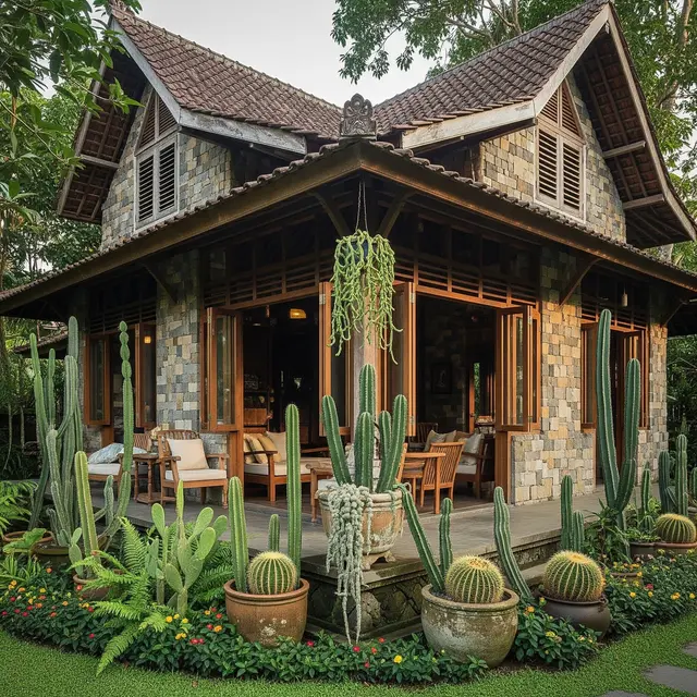 Rumah Kampung Batu Templek dan Taman Kering (Gemini AI)