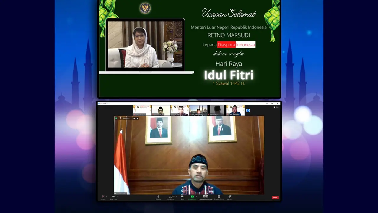 KBRI Kairo menyelenggarakan halal bihalal secara virtual dengan para WNI di Mesir.
