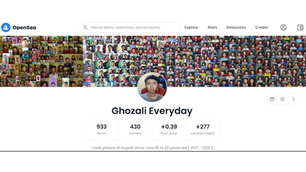 Akun Ghozali Everyday di OpenSea