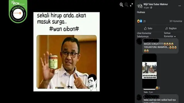 Gambar Tangkapan Layar Foto yang Diklaim Anies Baswedan Sedang Memamerkan Lem Aibon (sumber: Facebook)