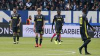 Pemain Juventus tertunduk lesu saat dikalahkan SPAL (AP)